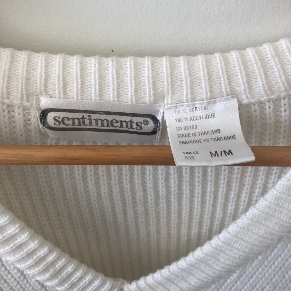 ❌SOLD❌Vintage White Knit Oversized Sweater - Picture 4 of 4